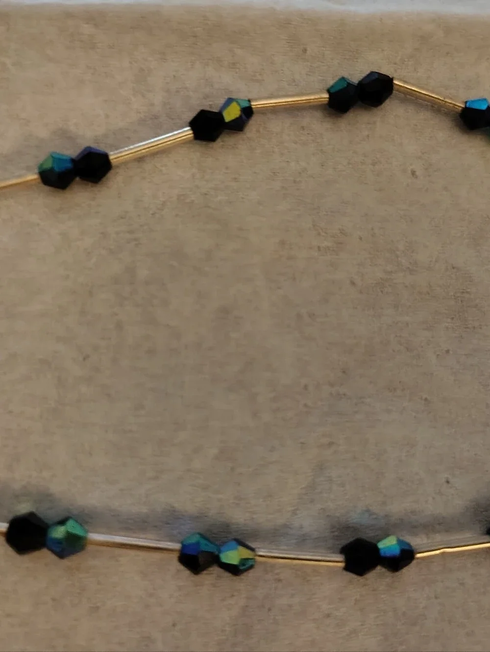 Black and Iridescent Beaded Women's Choker Sterling silver 925